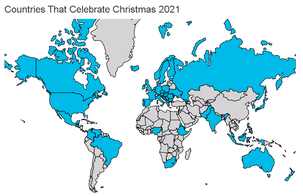 Tíortha a Cheiliúrann an Nollaig 2021 ---- Léarscáil dáileacháin do chustaiméirí le Sunnex