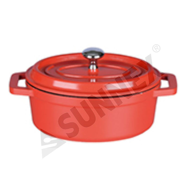 Pota Anraith Sraith Mini Chistin Red Classic Le Casserole Oval a láimhseáil